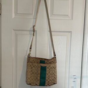 Y2k Coach Signature stripe file Crossbody Bag F28502
